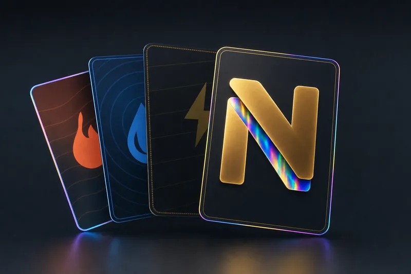 Nightfoil cards with the gold N emblem